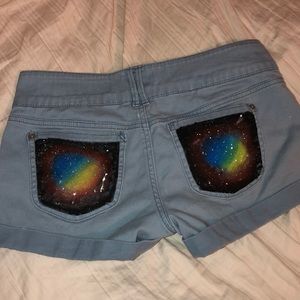 hand painted galaxy jean shorts